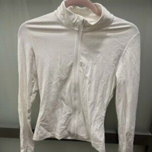 TnAction Women's White Full Zip Athletic Jacket M Lightweight Polyester